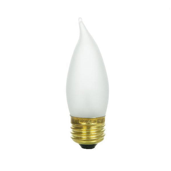 25Pk - 40w 120v Candelabra E26 base Flame Frost bulbs