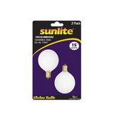 2Pk - Sunlite 15W 120V Globe G16.5 E12 Incandescent Frosted Bulb - BulbAmerica
