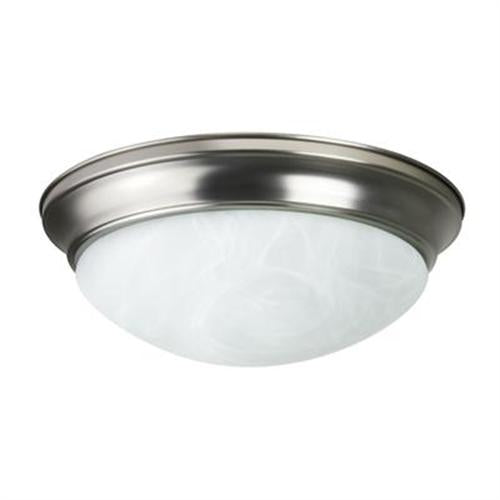 SUNLITE 12in Dome Brushed Nickel Albaster Glass - 2 Energy Star 18w Bulbs