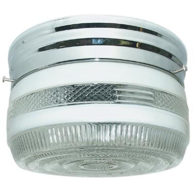 SUNLITE 10" Drum Ceiling Fixture, Semi Frosted Glass, Chrome Finish