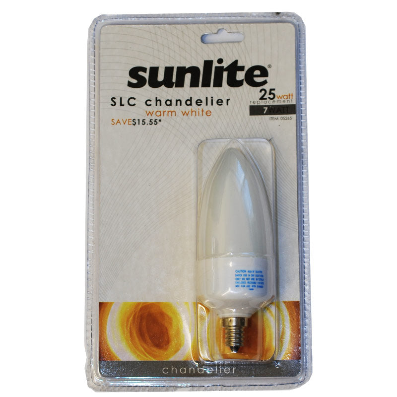 SUNLITE Compact Fluorescent 7W Chandelier Base 3000k Bulb - 25w equiv