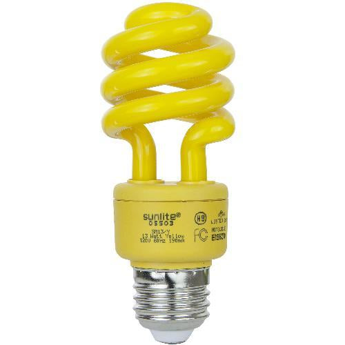 SUNLITE Compact Fluorescent 13W Super Mini Twist Yellow Colored CFL bulb
