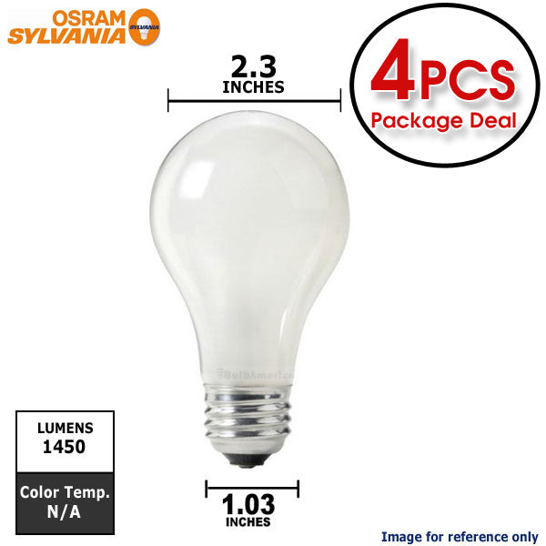 Sylvania 75w 120v A-Shape A19 Soft White 2850k Incandescent - 4 Bulbs