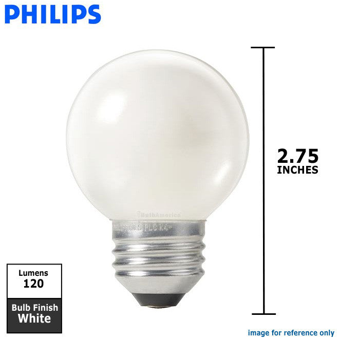 Philips 25w 120v Globe G16.5 E26 White DuraMax Decorative Incandescent Light Bulb