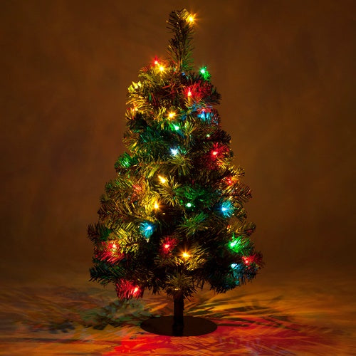 2 Trees - 2' Winchester Fir Walkway Tree, Multicolor Lights