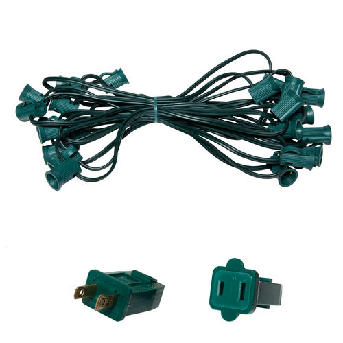 C7 Light Stringer, 25 Ft. Length, 12" Spacing, 5 Amp SPT1 Green Wire