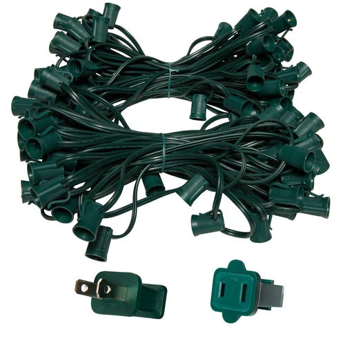 C9 E17 Base Light Stringer, 119' Length, 12" Spacing, 7 Amp SPT1 Green Wire