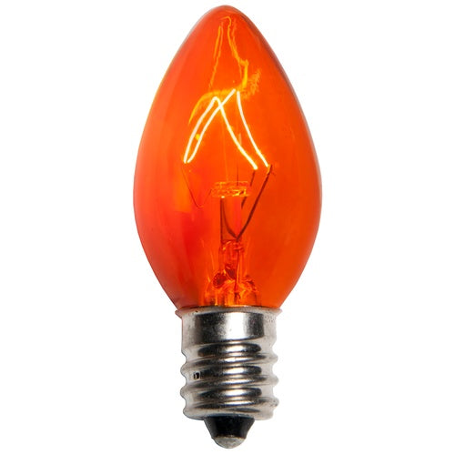 25 Bulbs - C7 Triple Dipped Transparent Amber, 5 Watt lamp