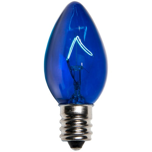 25 Bulbs - C7 Triple Dipped Transparent Blue, 5 Watt lamp