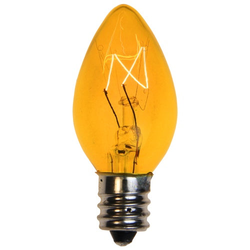 25 Bulbs - C7 Triple Dipped Transparent Yellow, 5 Watt lamp