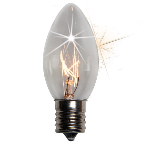 25 Bulbs - C9 Twinkle Transparent Clear, 7 Watt lamp