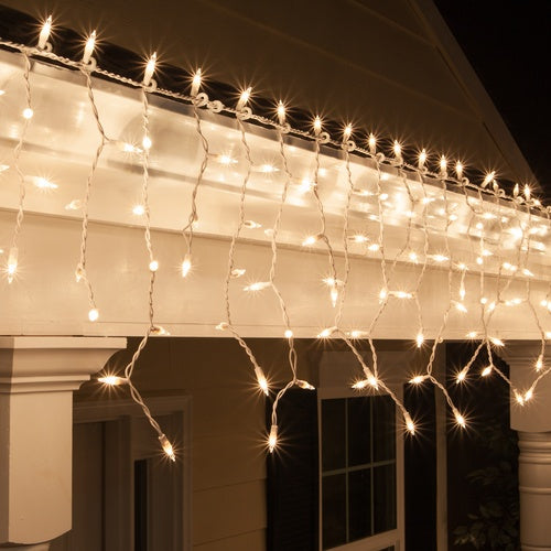 150 Clear Mini Icicle Light Set, White Wire