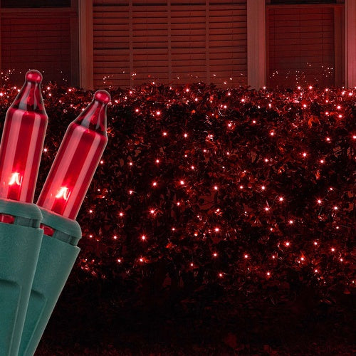 4' x 6' Red Christmas Net Lights, 150 Lamps on Green Wire
