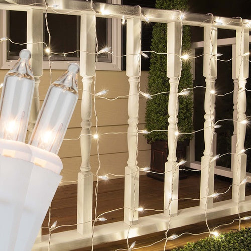 4' x 6' Clear Christmas Net Lights, 150 Lamps on White Wire