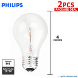 Philips 60w 120v A-Shape A19 Clear DuraMax Incandescent lamp - 2 bulbs - BulbAmerica