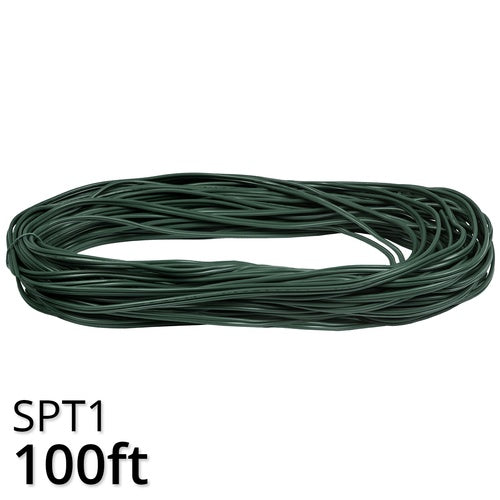 SPT1 100' Green Bulk Wire, 7 Amp with Male Plug, Indoor / Outdoor Use