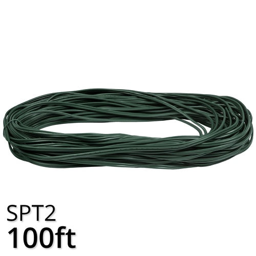 SPT2 100' Green Bulk Wire, 10 Amp with Male Plug, Indoor / Outdoor Use