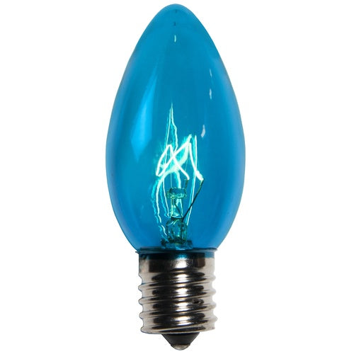 25 Bulbs - C9 Triple Dipped Transparent Teal, 7 Watt lamp