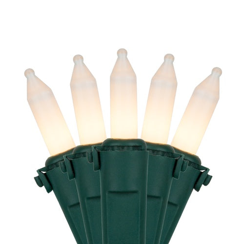 100 White Frost Mini Lights, Lamp Lock 6" Spacing