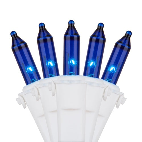 50 Blue Mini Lights, Lamp Lock 4" Spacing