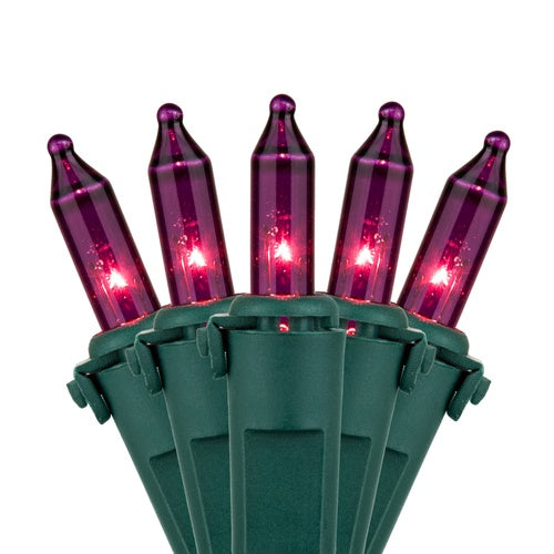 50 Purple Mini Lights, Lamp Lock 4" Spacing