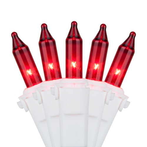 50 Red Mini Lights, Lamp Lock 4" Spacing