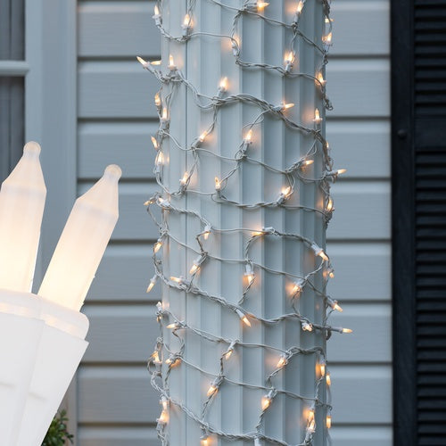 6" x 15' White Frost Christmas Column Wrap Lights, 150 Lamps on White Wire