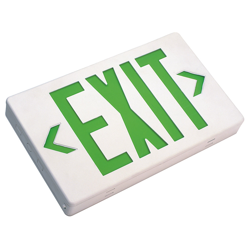 NICOR Low Profile LED Exit Sign with Automatic Low-Voltage Disconnect w/ Green
