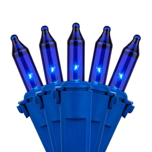 50 Sky Blue Mini Lights, Lamp Lock, 6" Spacing