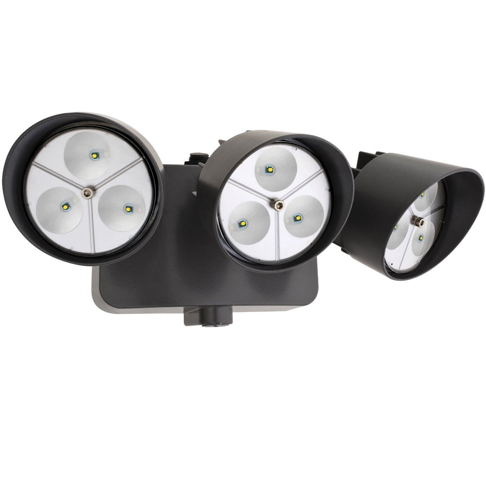 Lithonia Bronze 3 Head Outdoor Floodlight LED Dusk to Dawn Lighting
