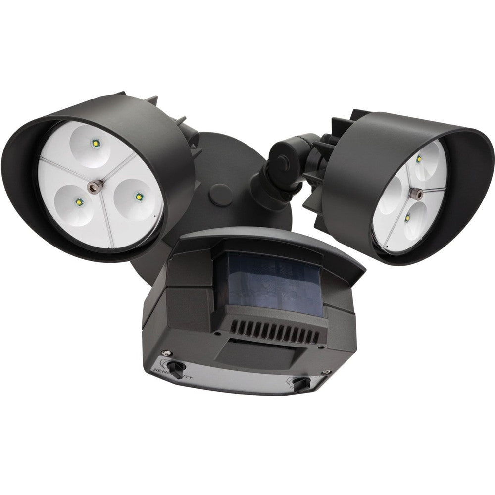 Lithonia Bronze 2 Head Outdoor LED Security Floodlight Motion Sensor Lighting