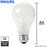 Philips 60w 130v A-Shape A19 Frosted Industrial Service Incandescent - 2 Bulbs - BulbAmerica