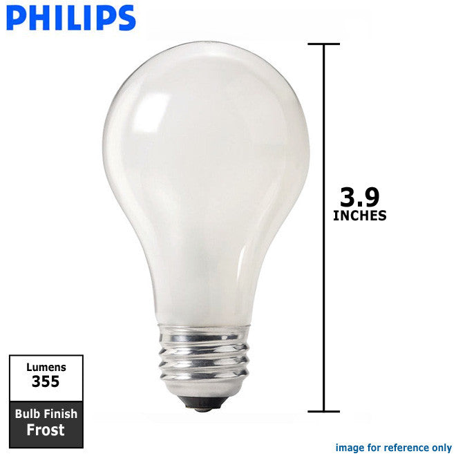 Philips 50w 250v A-Shape A19 Frosted E26 Rough/Vibration Service Light Bulb