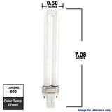 Ushio CF13S/827 Compact Fluorescent Light Bulb – Single Tube, 2 Pin Base, Energy Efficient Replacement