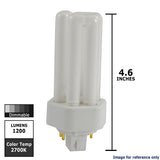 Ushio 3000211 - CF18TE/827 - 18W 2700K - 4 Pin GX24Q-2 Base - Triple Tube CFL - BulbAmerica