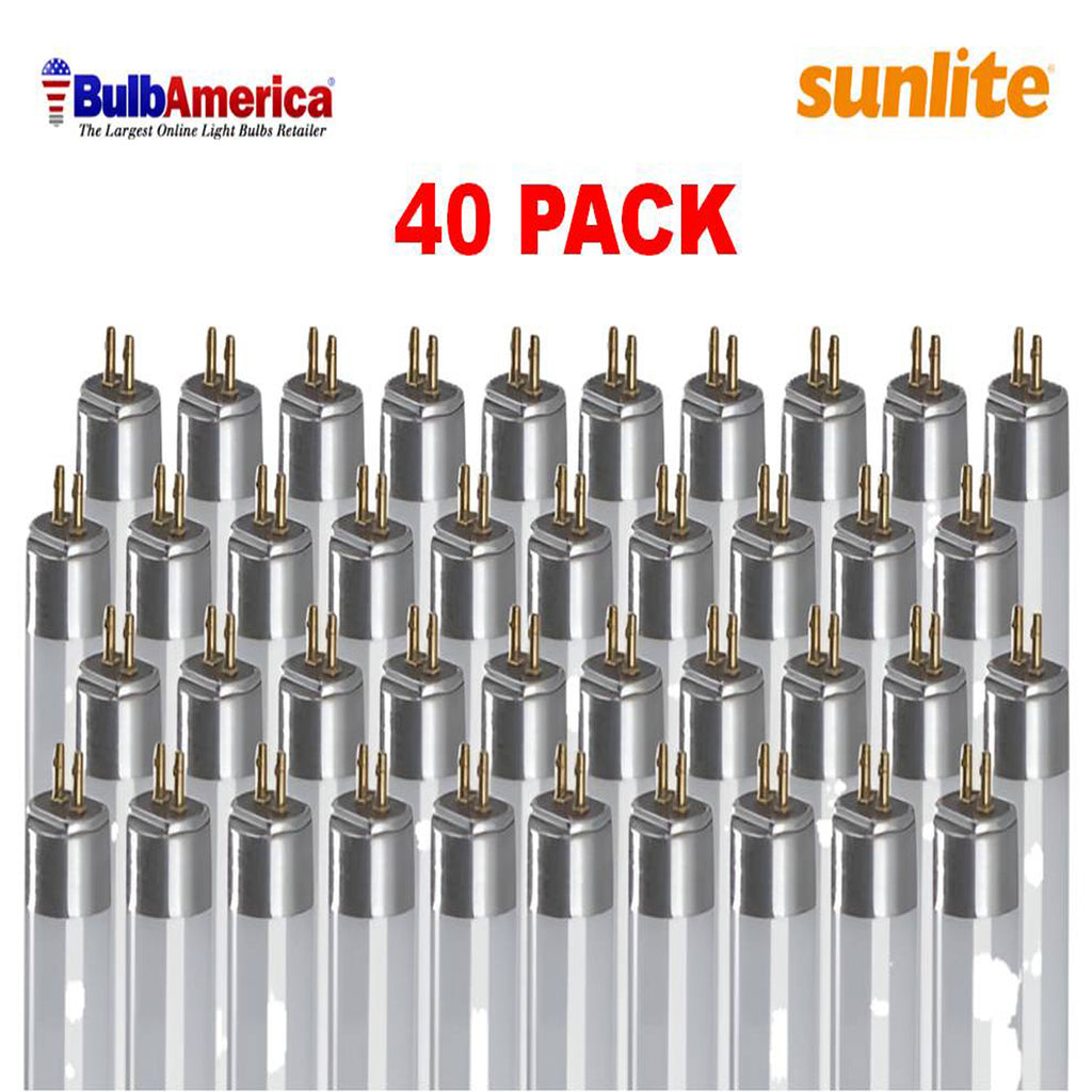 40Pk - SUNLITE 14w T5 Straight Tube G5 Mini Bi-Pin Base 3500K Neutral White