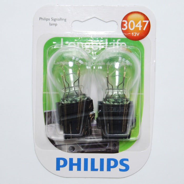 Philips 3047 - 12V 2.4W T6 Wedge base long Life Automotive Bulb - 2 Pack