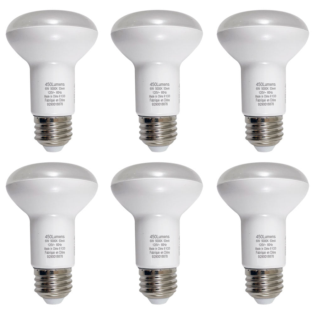 6PK - PILA 6W R20 LED E26 Medium Base 5000K Daylight - Non-Dimmable Bulb