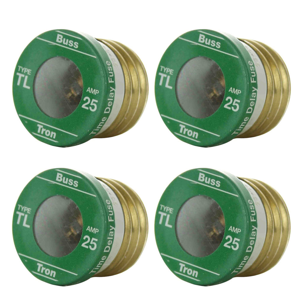 4Pk - Cooper Bussmann Type TL 25 AMP Buss Time Delay Tamper-Proof Base Fuse
