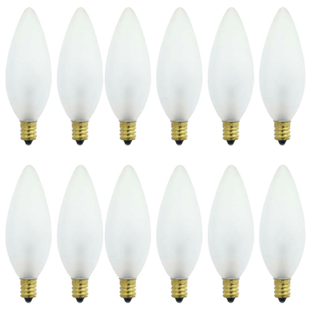12Pk - Sunlite 15W Incandescent Petite Chandelier E12 Base Dimmable Frosted Bulb