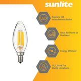 6PK - Sunlite LED 5W 220-277v 2700k E12 Candelabra Screw Bulb_1
