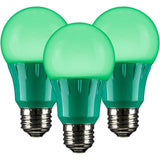 3Pk - Sunlite 3w LED A19 Green Colored Non-Dimmable Bulb - 25w Equiv