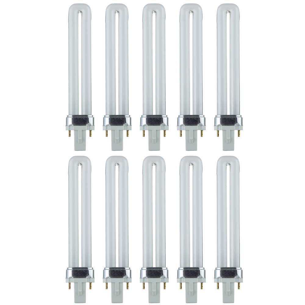 10Pk - Sunlite 9W 3500K 2-Pin U Shaped PL CFL Twin Tube Plugin G23 Base Bulb