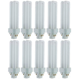 10Pk - Sunlite 13w 6500K PLD 4-Pin Double U-Shaped Twin Tube G24q-1 Base Bulb