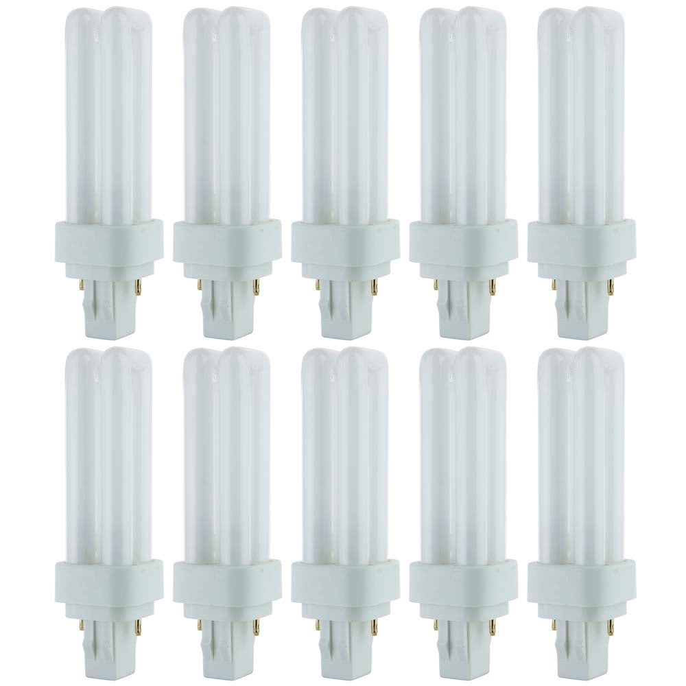 10Pk - Sunlite 13W 3000K PLD 2-Pin Double Twin Tube 120V GX23-2 Base Bulb