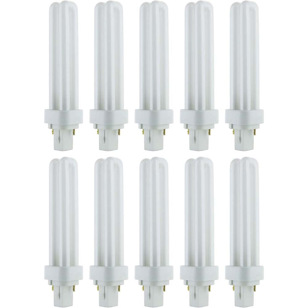 10Pk - Sunlite 18w 4100K Compact Fluorescent PLD 2-Pin G24d-2 Base Bulb