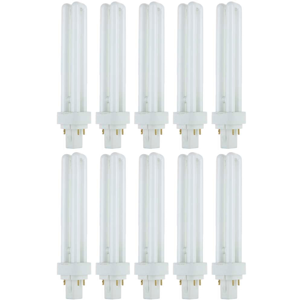 10Pk - Sunlite 26w 2700K LD Double U-Shaped Twin Tube CFL 2-Pin G24D-3 Base Bulb