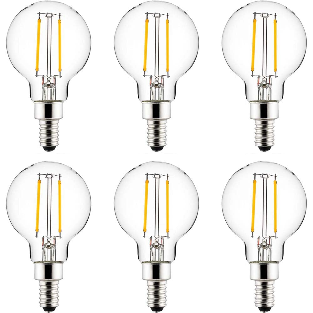 6Pk - Sunlite 2.5w LED G16.5 Globe E12 Base 3000K Bulb - 25W Equiv