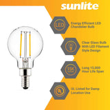 6Pk - Sunlite 2.5w LED G16.5 Globe E12 Base 3000K Bulb - 25W Equiv - BulbAmerica