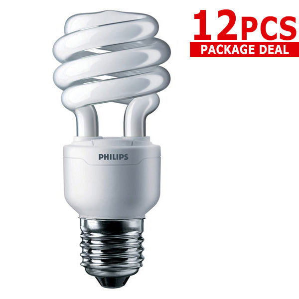 12x PHILIPS 13W 2700k Soft White 10000Hrs CFL Twist bulb - 60 watt Replacement